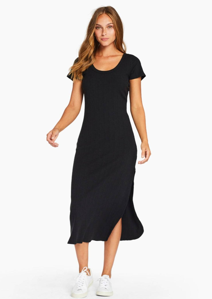 Catalina Tee Dress, Black Organic Rib by Vitamin A - Sustainable