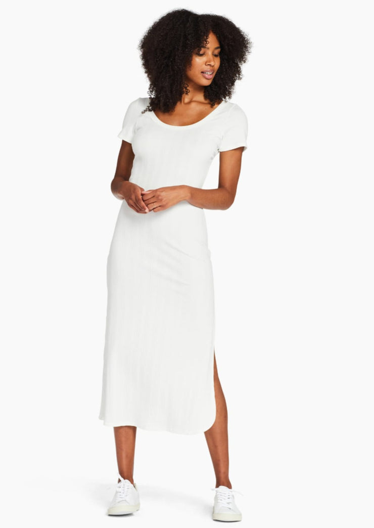 Catalina Tee Dress, White Organic Rib by Vitamin A - Sustainable