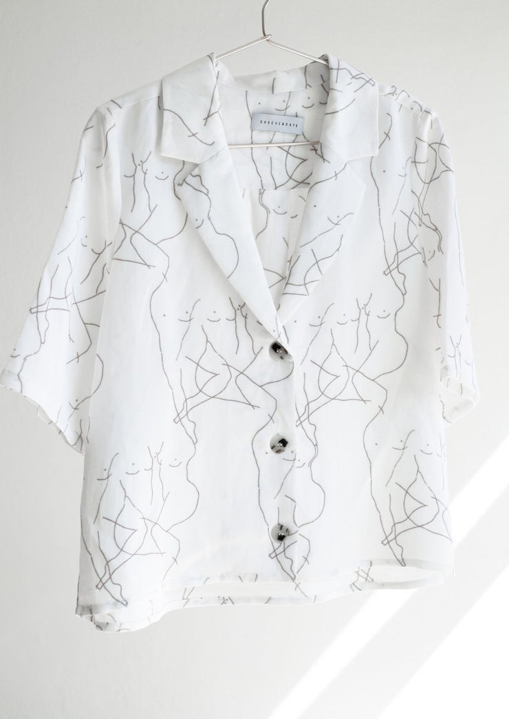 Fiorenza Cropped Blouse, White by Oh Seven Days - Fair Trade