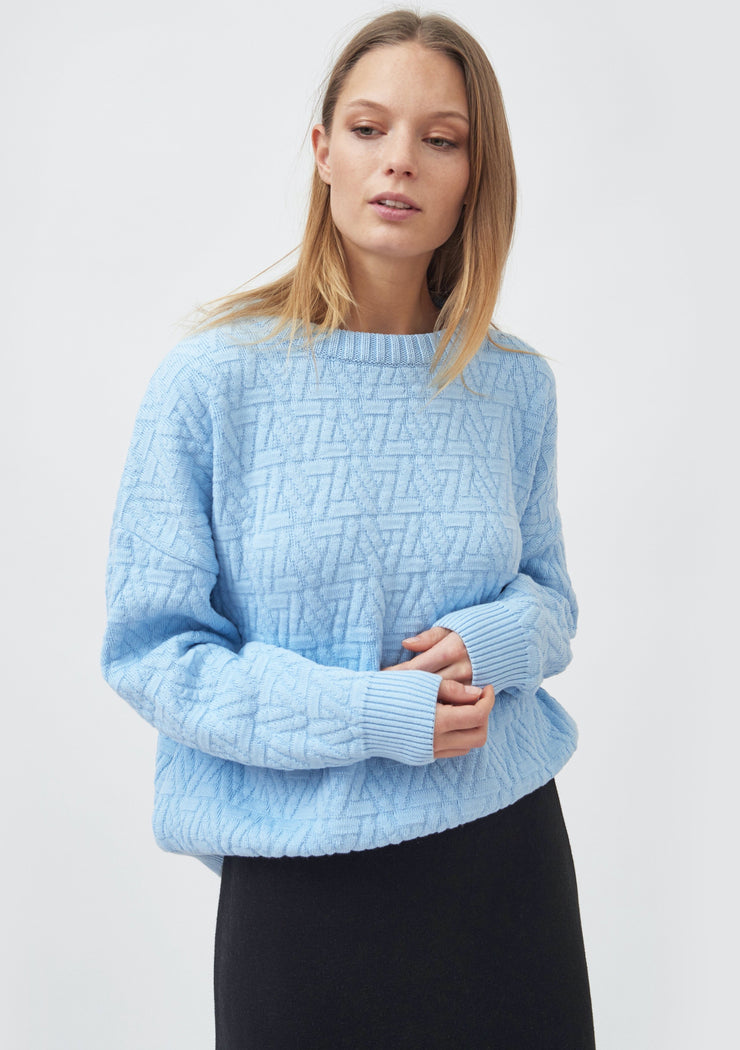 Knitted Triangle Pullover, Light Blue by Mila Vert - Ethical