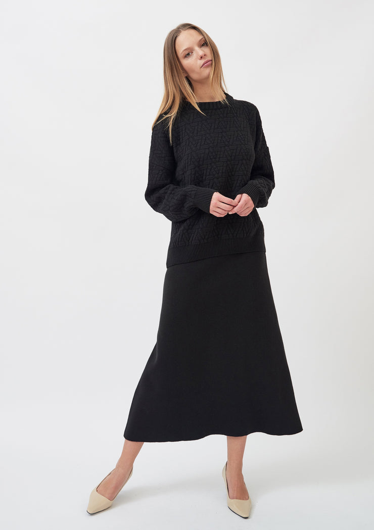 Knitted Triangle Pullover, Black by Mila Vert - Eco Conscious 
