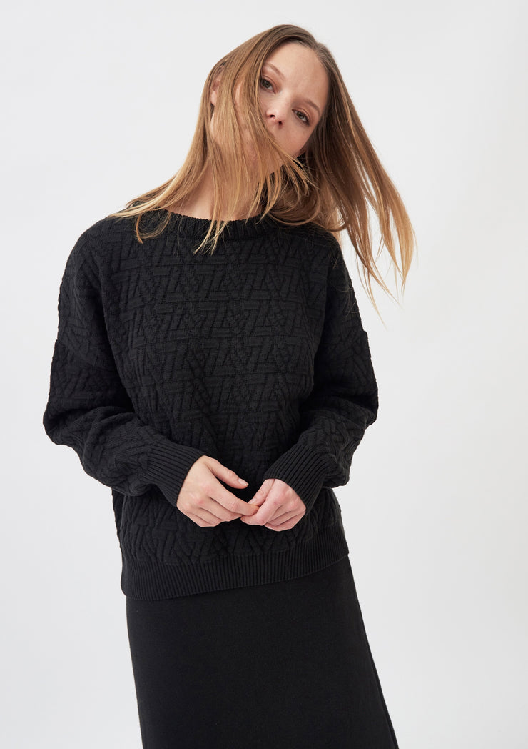 Knitted Triangle Pullover, Black by Mila Vert - Eco Friendly 