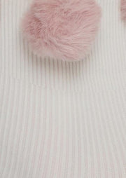 Ebba Pom Pom Socks, Ivory/Rose by Swedish Stockings - Ethical