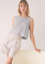 Myrtille Top, Aqua & Taupe by Eve Gravel - Sustainable