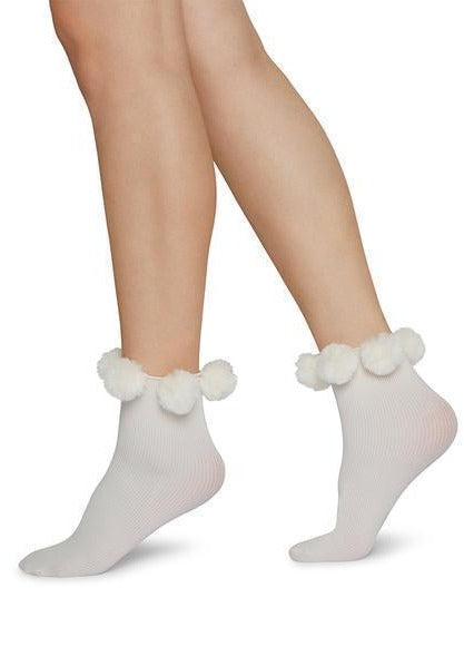 Ebba Pom Pom Socks, Ivory/Ivory by Swedish Stockings - Sustainable