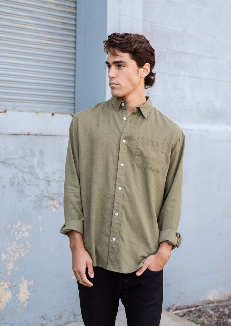 Newtown Shirt, Olive by Hemp Clothing Australia - Ethical