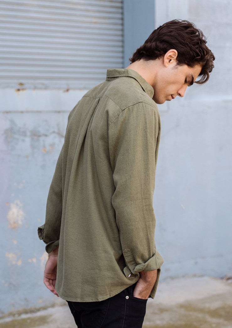 Newtown Shirt, Olive by Hemp Clothing Australia - Eco Conscious