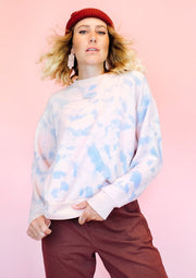 Crew Softie Sweater, Hazey Blue Tie & Dye by Dazey LA - Ethical
