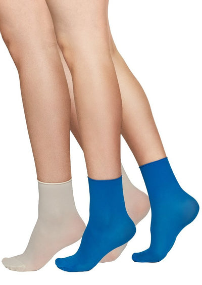 Judith Premium Socks, Sharp Blue/Crème by Swedish Stockings - Sustainable