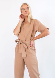 Aurora Linen Jumpsuit, Camel by Love And Confuse - Eco Friendly