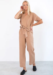 Aurora Linen Jumpsuit, Camel by Love And Confuse - Ethical