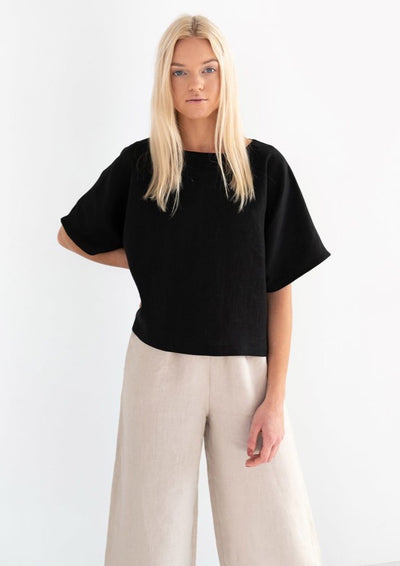 Bee Linen Top, Black by Love And Confuse - Sustainable