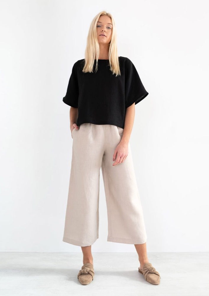 Bee Linen Top, Black by Love And Confuse - Eco Friendly 