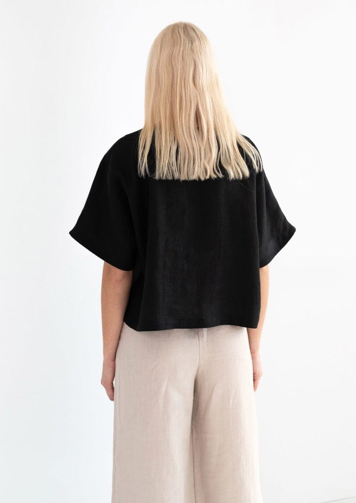 Bee Linen Top, Black by Love And Confuse - Fair Trade