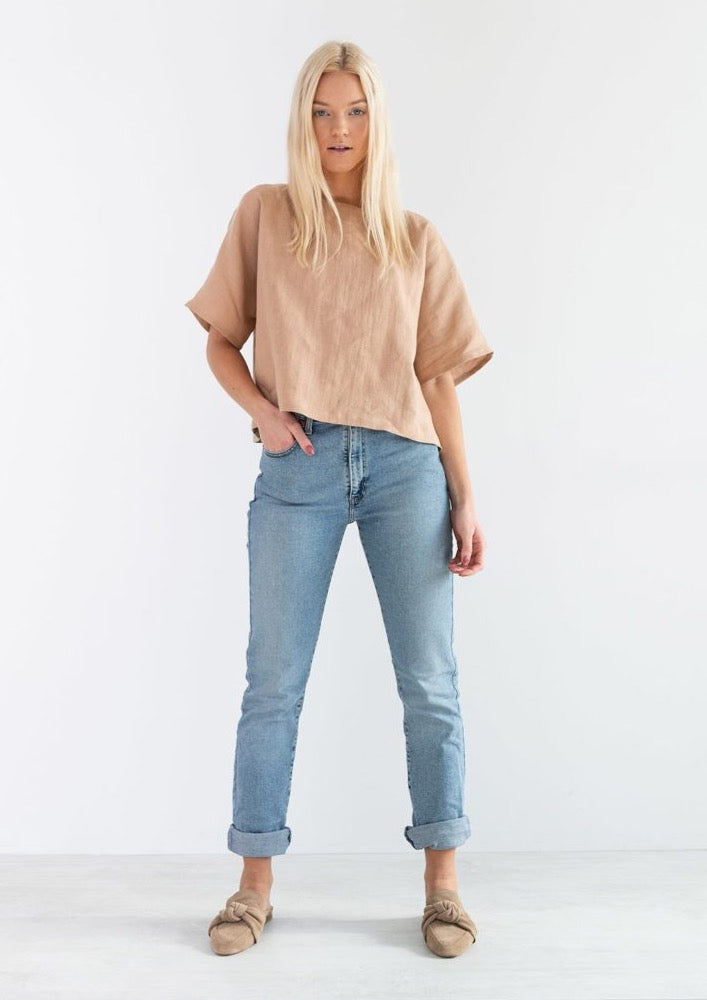 Bee Linen Top, Camel by Love And Confuse - Eco Friendly 