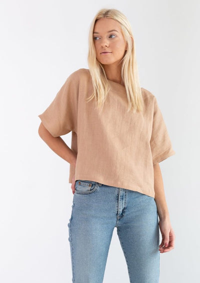 Bee Linen Top, Camel by Love And Confuse - Sustainable