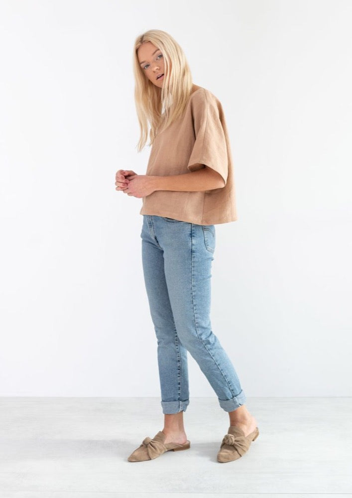 Bee Linen Top, Camel by Love And Confuse - Eco Conscious