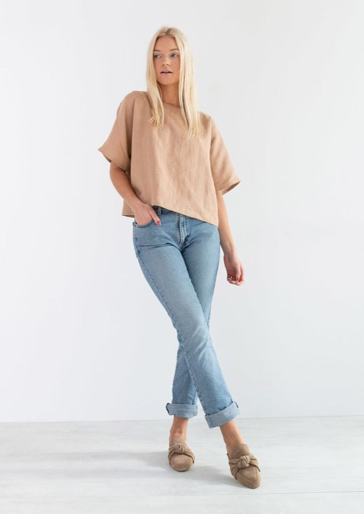 Bee Linen Top, Camel by Love And Confuse - Ethical