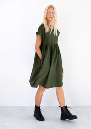 Poppy Linen Dress, Forest Green by Love and Confuse - Sustainable