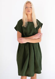 Poppy Linen Dress, Forest Green by Love and Confuse - Eco Friendly