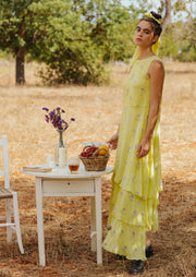 Lemon Lavender Tiered Dress, Yellow by Em & Shi - Ethical