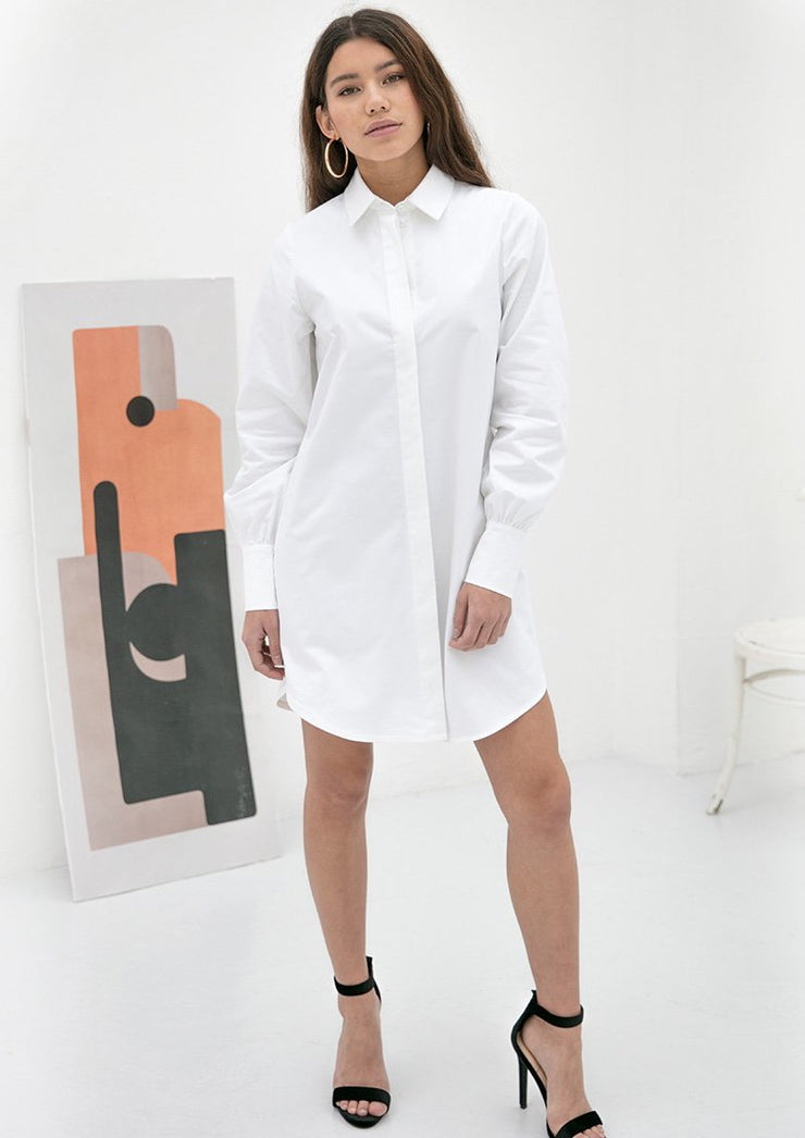 Jenny Shirt Dress, White by Noumenon - Sustainable