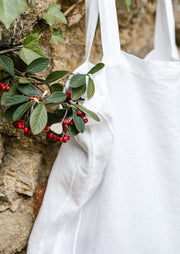 Martha Linen Tote Bag, White Magnolia by Son De Flor - Ethical