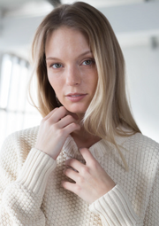 Knitted Rice Cubes Pullover, Cream by Mila Vert - Ethical