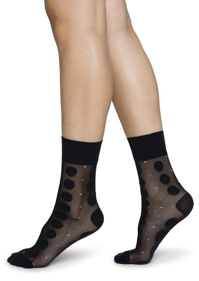 Viola Dot Socks, Black by Swedish Stockings - Sustainable