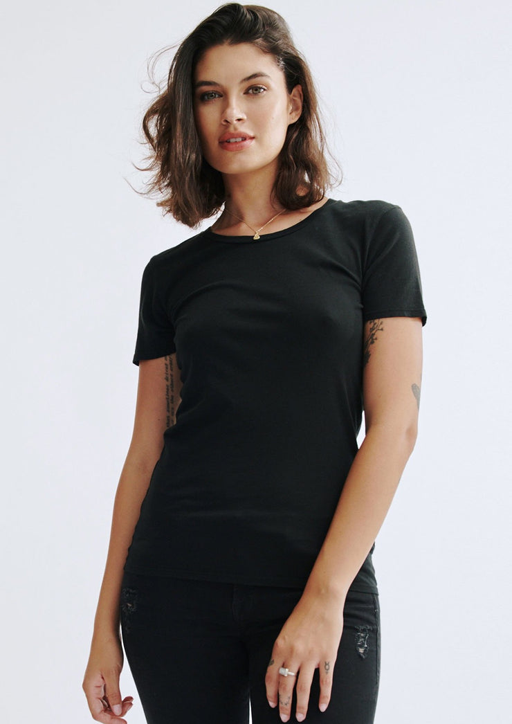 Womens Classic Crew, Black by Groceries Apparel - Ethical
