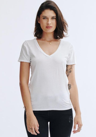 Womens Vee, White by Groceries Apparel - Sustainable
