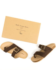 Two Strap Toe Peg Sandals, Dark Brown by Will's Vegan Shoes - Ethical