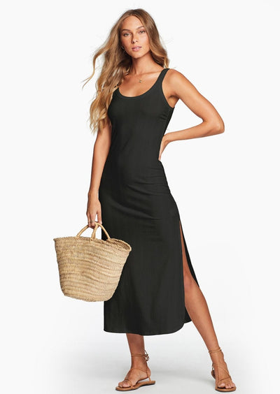West Dress, Black Organic Rib by Vitamin A - Sustainable 
