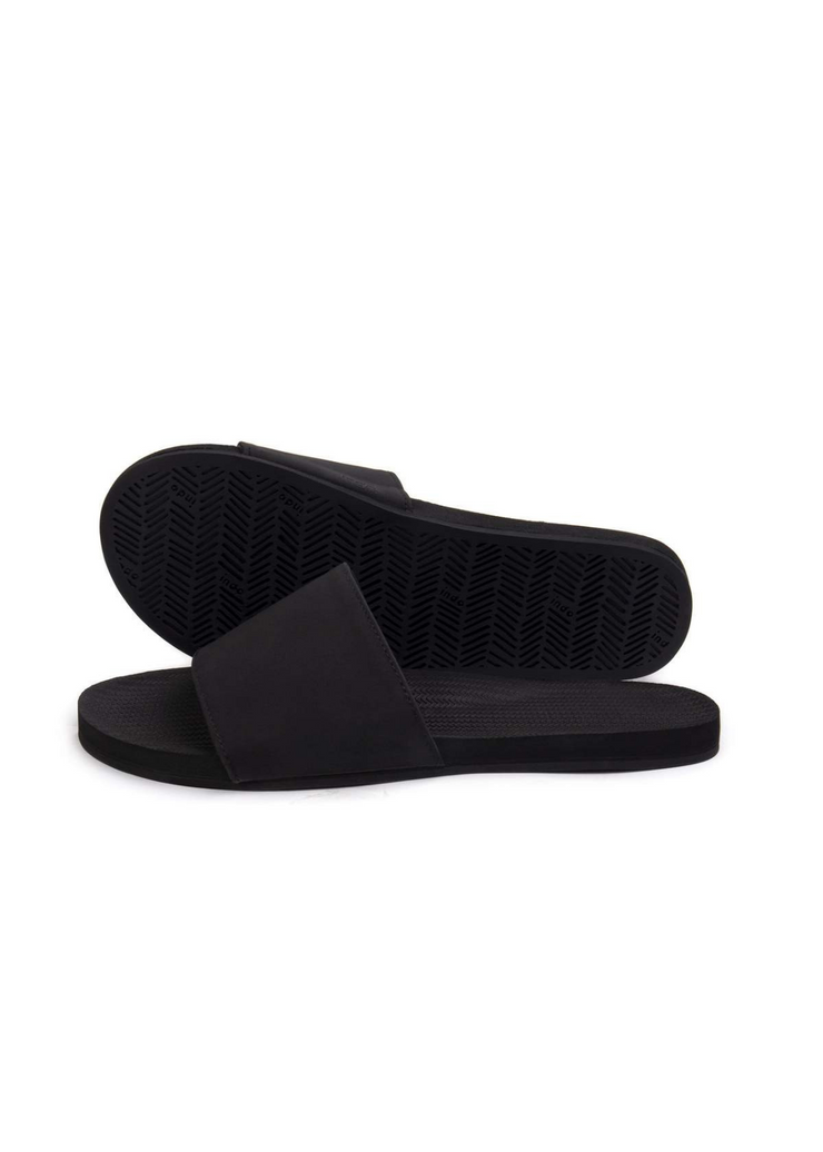 Womens Sandals Slides ESSNTLS, Black / Black by Indosole - Ethical 