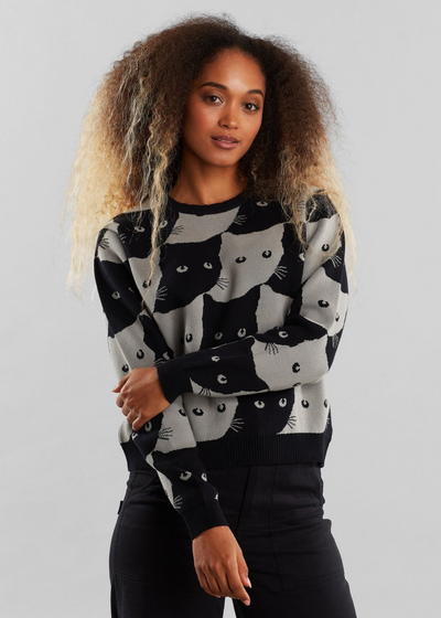 Sweater Arendal Cats, Grey by Dedicated - Sustainable 