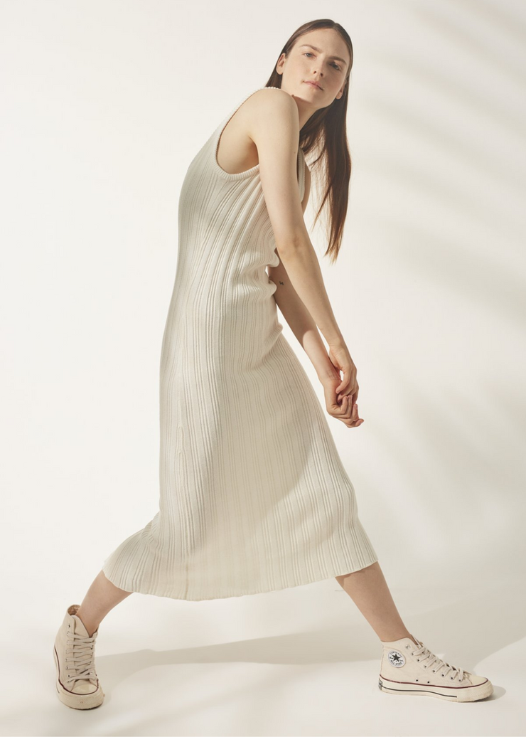 Alma Knit Dress, White by Rue Stiic - Vegan 