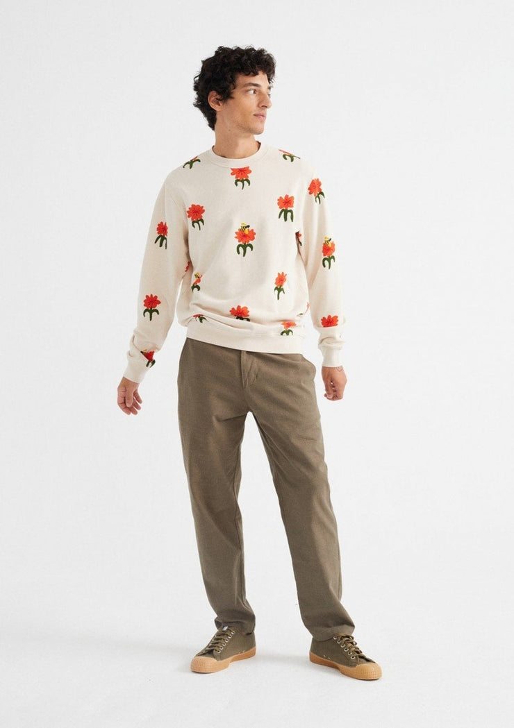 Carnations Sweatshirt, White by Thinking Mu - Vegan
