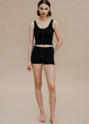 Organic Cotton Boxer Shorts And Top Set 19/03, Black by Nago - Sustainable