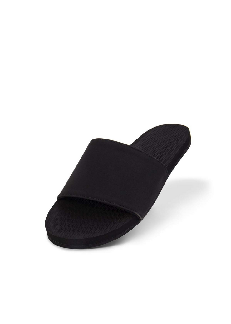 Womens Sandals Slides ESSNTLS, Black / Black by Indosole - Sustainable