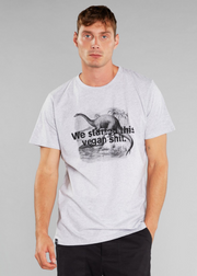T-Shirt Stockholm Vegan Dino, Grey Melange by Dedicated - Sustainable 