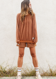 Plush Crew Neck Pullover, Brown by People Of Leisure - Cruelty Free