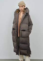 Lourdes Puffer Coat, Black Olive by Embassy Of Bricks And Logs - Sustainable 