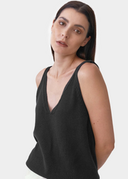 Knitted Strap Top, Black by Mila Vert - Ethical 