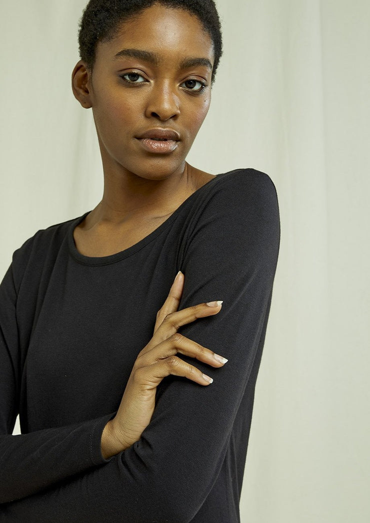 Fallon Long Sleeve Top, Black by People Tree - Ethical