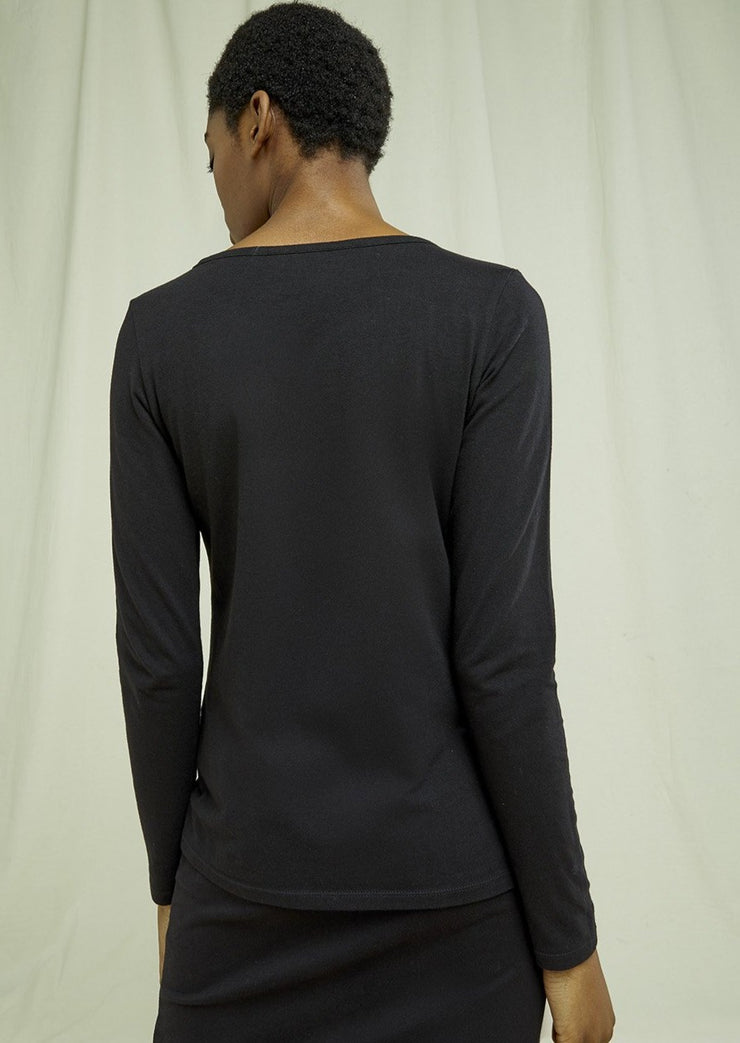 Fallon Long Sleeve Top, Black by People Tree - Eco Conscious