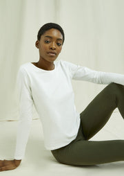 Fallon Long Sleeve Top, White by People Tree - Ethical
