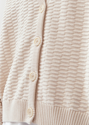 Knitted Relief Button-Down Cardigan, Cream by Mila Vert - Eco Conscious 