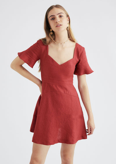 Gretel Dress, Red by Jillian Boustred - Sustainable