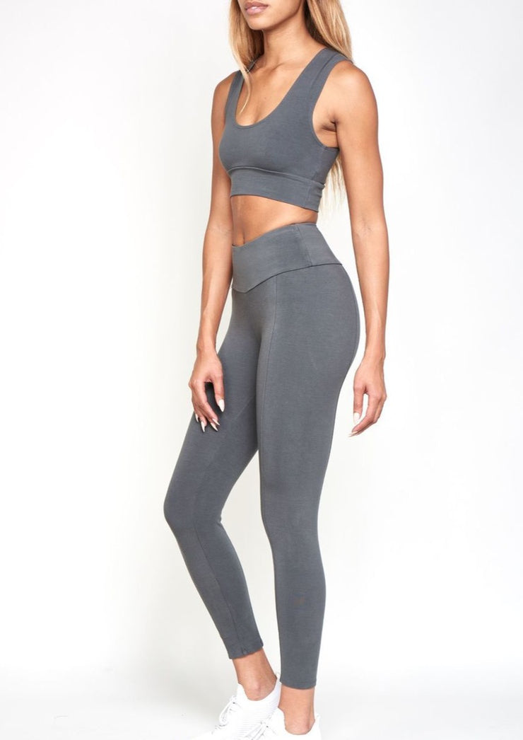 High Waisted Seam Legging, Shadow by Groceries Apparel - Ethical