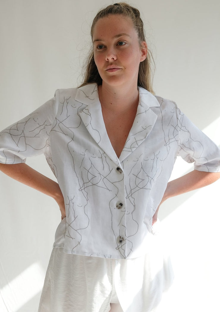 Fiorenza Cropped Blouse, White by Oh Seven Days - Eco Friendly